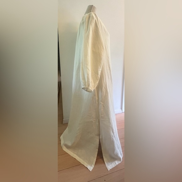 Buttercup Yellow Maxi Dress Balloon Sleeves 100% Linen XL - Picture 11 of 14